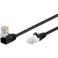 Goobay Wentronic - Cavo di rete - RJ -45 (M) a RJ -45 (M) - 50 cm - UTP - CAT 5E - 90 Plug sagomata senza gancio - nero (94170)
