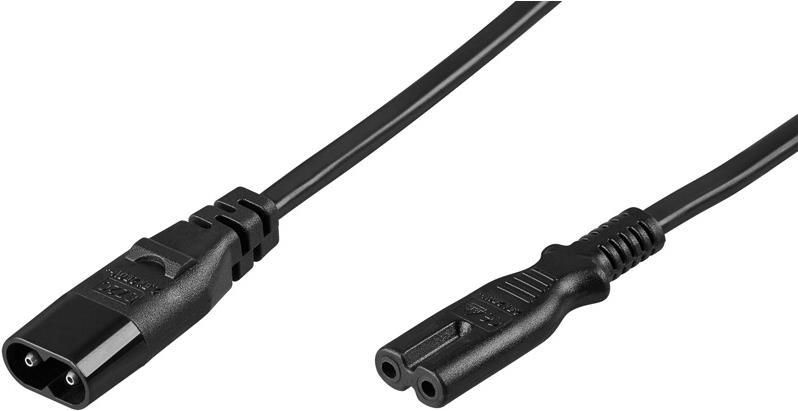 Goobay WEDRONIC - Cavo di estensione della fornitura di tensione - IEC 60320 C7 (W) a IEC 60320 C8 (M) - AC 250 V - 2,0 m - Ner