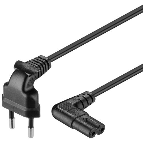 Goobay CEE 7/16 / IEC 60320 C7, 3 m Nero CEE7/16 Accoppiatore C7 (Goobay Connection Cable EU Plug, Angled - Black)