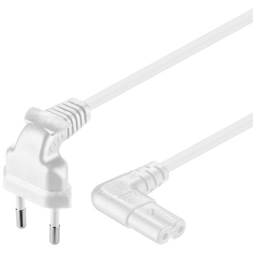 Goobay CEE 7/16 / IEC 60320 C7, 3 m Bianco CEE7/16 Accoppiatore C7 (Goobay Connection Cable, Angled - White)