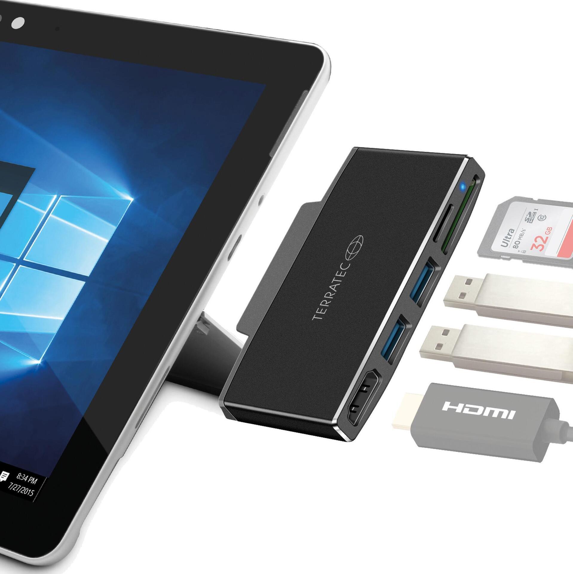 TerratEc Connect Go1 - Black - MMC - MicroSD (Transflash) - SD - 5 Gbit/S - 4K Ultra HD - 3840 x 2160 pixel - alluminio (310535)