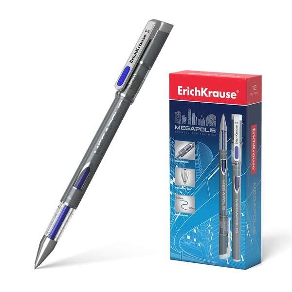 Erichkrause Megapolis Gel - Corpo rotante opaco - Controllo fine dei pollici - Punta da 05 mm - Inchiostro gel - Colore blu