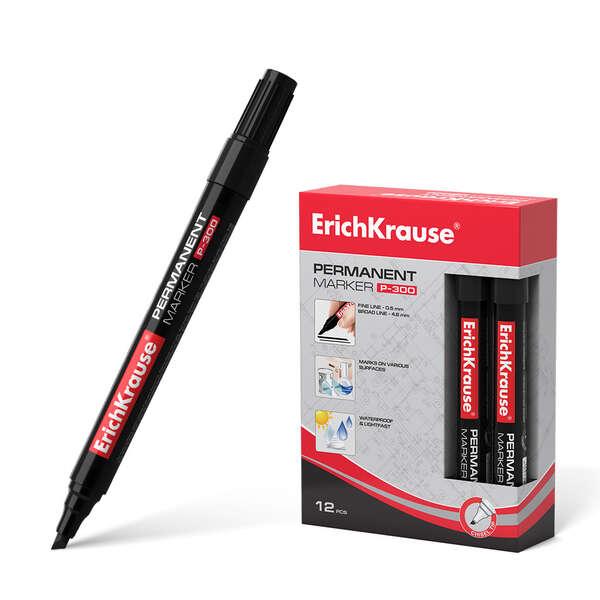 Penna permanente Erichkrause P-300 - Punta del cuoio capelluto - per scrivere sulla sua superficie - Colore nero