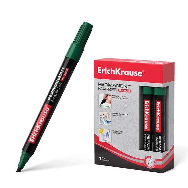 Erichkrause Marker permanente P -300 - Punto smusso - Resistenza all'acqua e raggi UV - colore verde