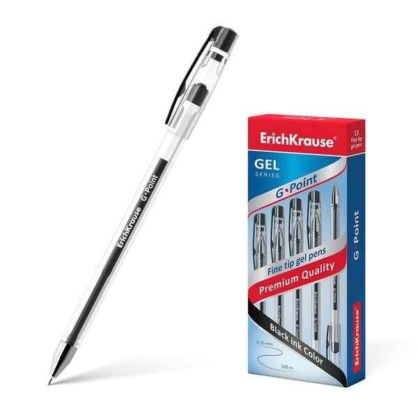 Penna gel Erichkrause G-Point - Inchiostro gel ad asciugatura rapida - Corpo trasparente con profilo triangolare sfida - Punta