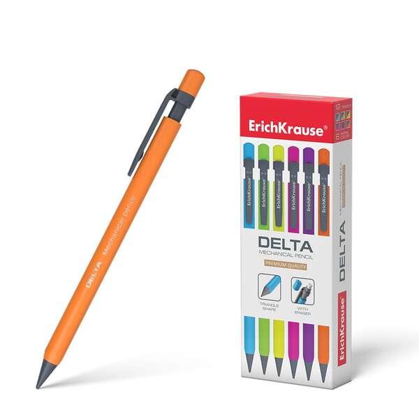 Portamine Erichkrause Delta 05 mm - Forma triangolare ergonomica - Colore neon brillante - Durezza HB - Mina da 05 mm - Colore