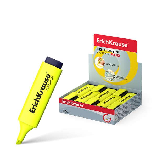 Erichkrause Visioline V-20 - Pennarello per testo - Tip a scalpello - Inchiostro fluorescent a base d'aqua - Colore giallo