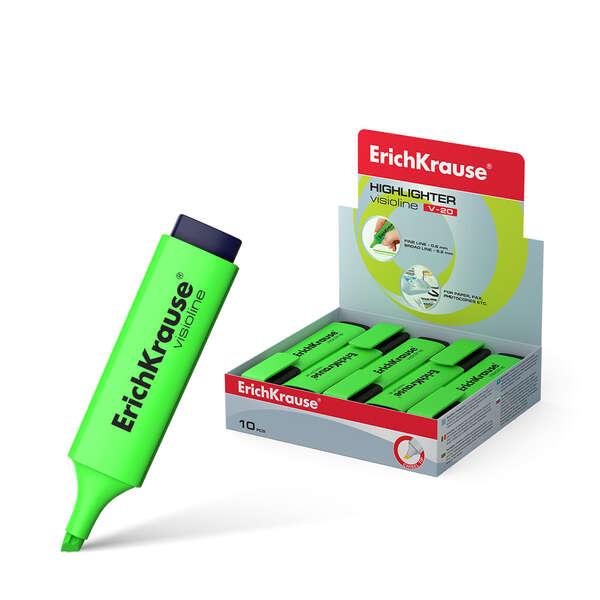 Erichkrause Visioline V-20 - Penna di prova con punta a bisturi - Chip fluorescente a base d'acqua - Colore verde