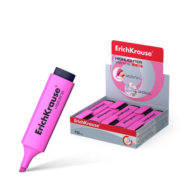Erichkrause Visioline V-20 - Penna di prova con punta a bisturi - Chip fluorescente a base d'acqua - Colore rosa