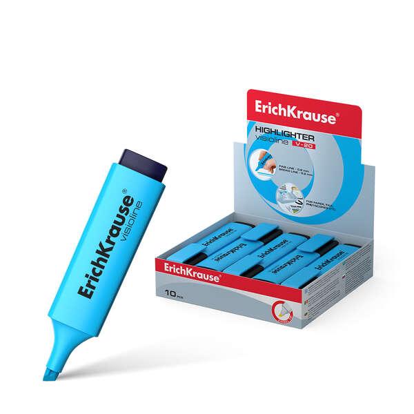 Erichkrause Visioline V-20 - Pennarello per testo - Tip a scalpello - Inchiostro fluorescent a base d'aqua - Colore blu