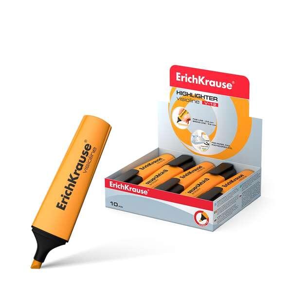 Erichkrause Visioline V-12 - Pennarello per testo con punta a scalpello - Inchiostro fluorescente a base d'aqua - Colore aranci