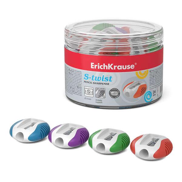 Erichkrause S-Twist - Temperamatite in plastica con bordo in gomma antiscivolo - Foro da 8 mm - Lamella a forma di spirale - Co