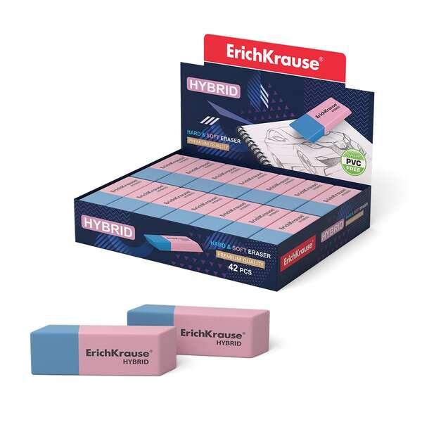 Gomma ibrida bifacciale Erichkrause - Diversi gradi di durezza - Gomma termoplastica ipoallergenica - Colore rosa e blu