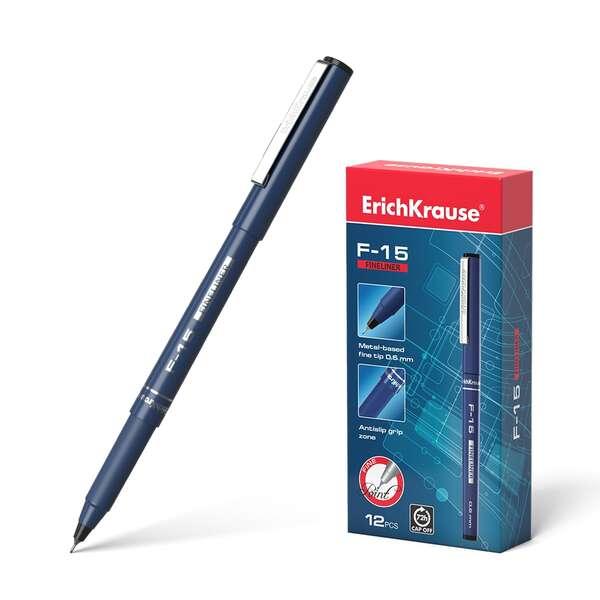 Erichkrause Fine Line Pen F-15 - Inchiostro nero - Penna stilografica a bastoncino - Clip in metallo - Punta fine - Lunghezza l