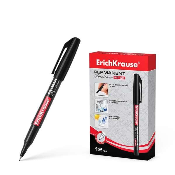 Pennarello indelebile Erichkrause Fp-50 - Punta fine da 0,6 mm - Resistente alla luce e all'acqua - Colore nero