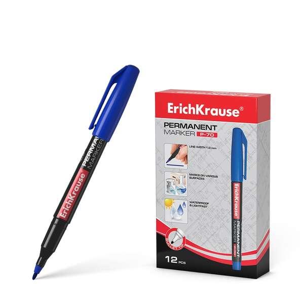 Pennarello permanente Erichkrause P-70 - Punta spessa 1,0 mm - Resistente a tutta l'acqua e alla luce - Colore blu