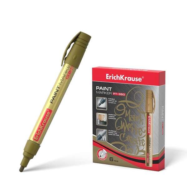Pennarello vernice ErichKrause Pt-350 - Sistema di erogazione valvola in pollici - Robusto corpo in alluminio - Punta proiettil