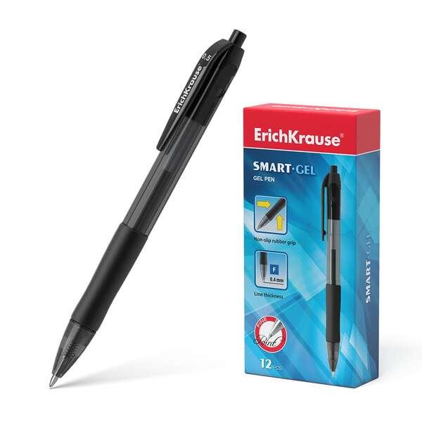 Penna gel automatica Erichkrause Smart-Gel - Punta normale - Corpo rotativo traslucido - Impugnatura comoda - Inchiostro gel ad