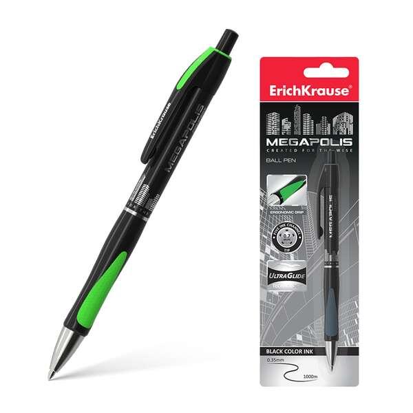 Penna a sfera automatica Erichkrause Megapolis Concept - Corpo finitura satinata - Area di presa ergonomica - Punta a 5 canali