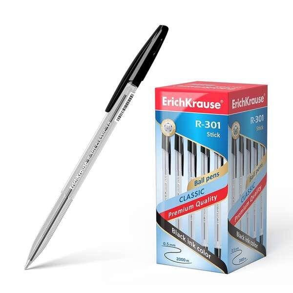 Penna a sfera Erichkrause R-301 Classic Stick 1.0 - Corpo esagonale trasparente - Punta 1.0 mm - Asciugatura rapida inchiostro