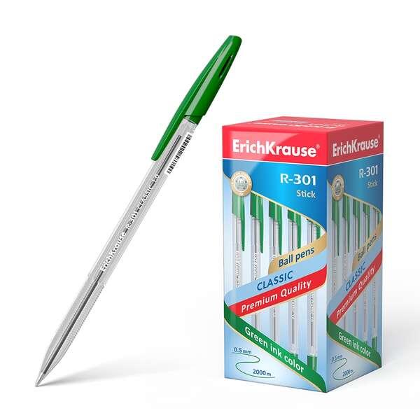 Penna a sfera Erichkrause R-301 Classic Stick 1.0 - Corpo esagonale trasparente - Punta 1.0 mm - Asciugatura rapida inchiostro