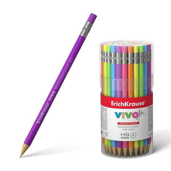 Portamine Erichkrause Vivo - HB da 05 mm - Alloggiamento e gomma in colore neon - Durezza HB - Mina da 05 mm - Colore neon bril
