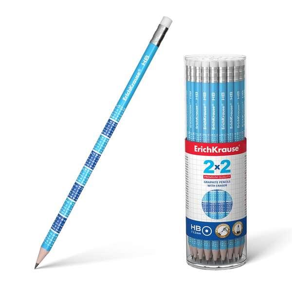 Matita in Grafite Erichkrause 2X2 HB - Legno Selezionato - Elevata Resistenza agli Urti - Facile Affilatura - Gomma Termoplasti