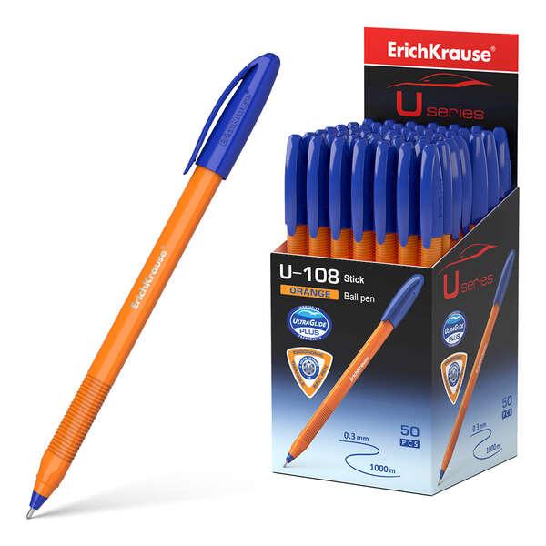 Penna stick arancione Erichkrause U-108 - Ultra Glide Technology - Inchiostro blu