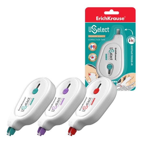 Nastro correttore Erichkrause Uselect - Adatto per uso ambidestro - Applicatore rotante - Controllo del nastro - Asciugatura im