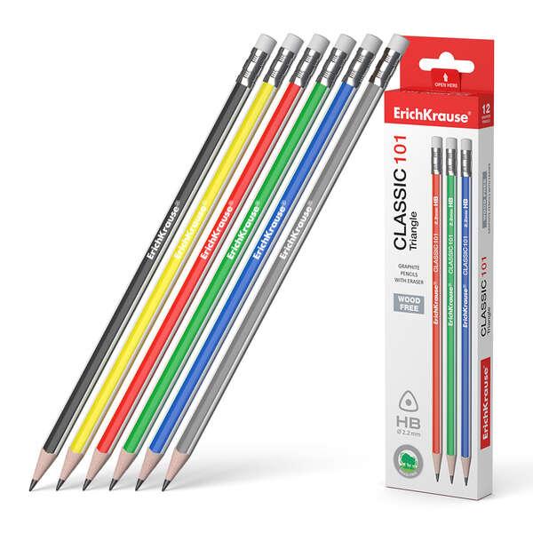 Tappetino triangolare in plastica Erichkrause grafite con gomma classica 101 Triangle HB - Colore nero