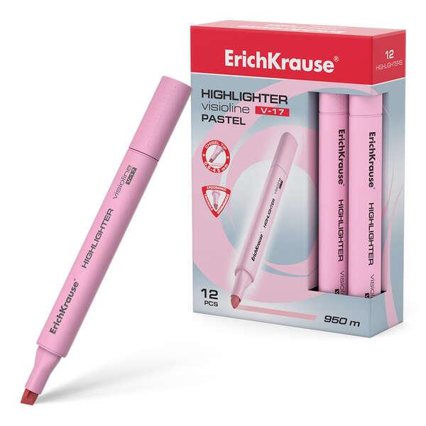 Erichkrause Visioline V-17 Pastello - Pennarello per testo - Punta a scalpello - Inchiostro a base d'aqua - Colore rosa