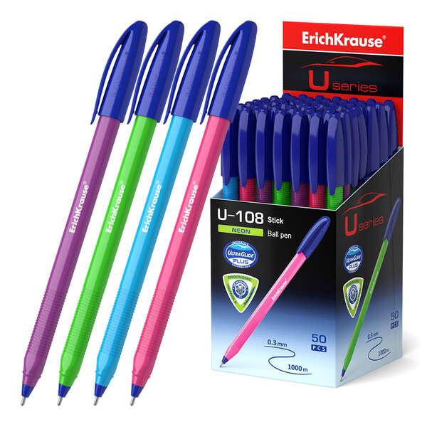Erichkrause Boligraph U -108 Neon Stick 1.0 - Ultra Glide Technology - Blue Color