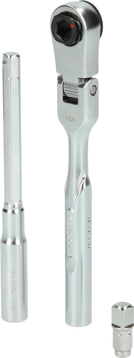 KS TOOLS Werkzeug-maschinen GmbH Set di cricchetti reversibili con attacco bit 1/4" con adattatore per prese 3 pezzi (918.1590)