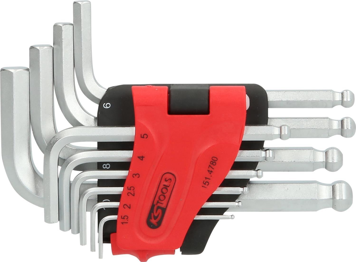 Strumenti KS Strumenti Maschinen GmbH Kugelkopf-sankltschaftschlüssel Set, 10-pc., Per corto, 1,5-10 mm (151.4780)