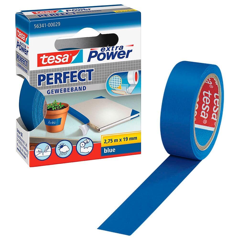 Nastro adesivo in tela tesa extra PowerPerfect plastificato 19 mm x 275 m blu - 56341-00029-03