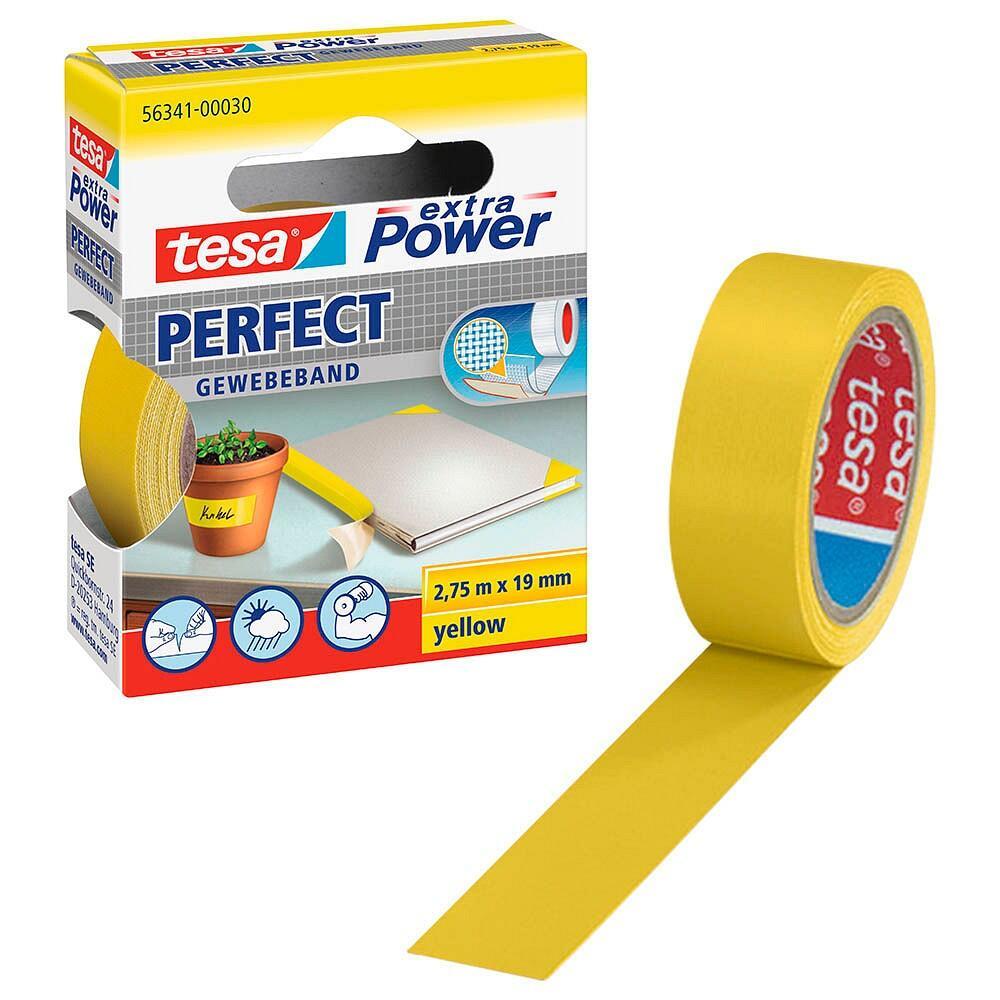 Nastro adesivo in tela tesa extra Power Perfect plastificato 19 mm x 275 m giallo - 56341-00030-03