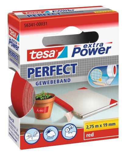 Nastro adesivo in tela tesa extra PowerÃ‚Â®Perfect plastificato 19 mm x 2,75 m rosso - 56341-00031-03