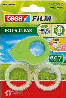 Mini Dispenser per nastri adesivi tesa ecoLogoÃ‚Â® verde + 2 nastri 19 mm x 10 m trasparente - 58241-00000-00