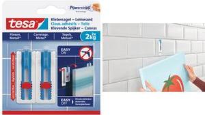 Tesa Powerstrips Glebenagel, per piastrelle e metallo, 2,0 kg per tela e barella, regolabile altezza, -1 pezzo (77768-00000-00)