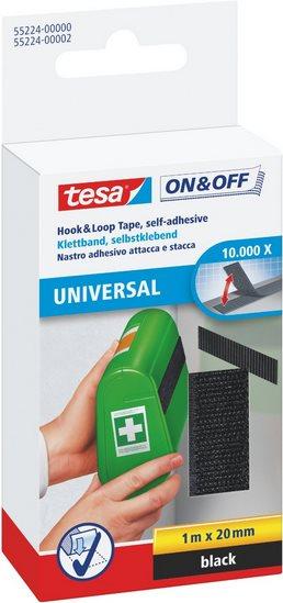 Nastro adesivo in tela tesa velcro On&Off universale autoadesivo nero 20 mm x 1 m - 55224-00000-02
