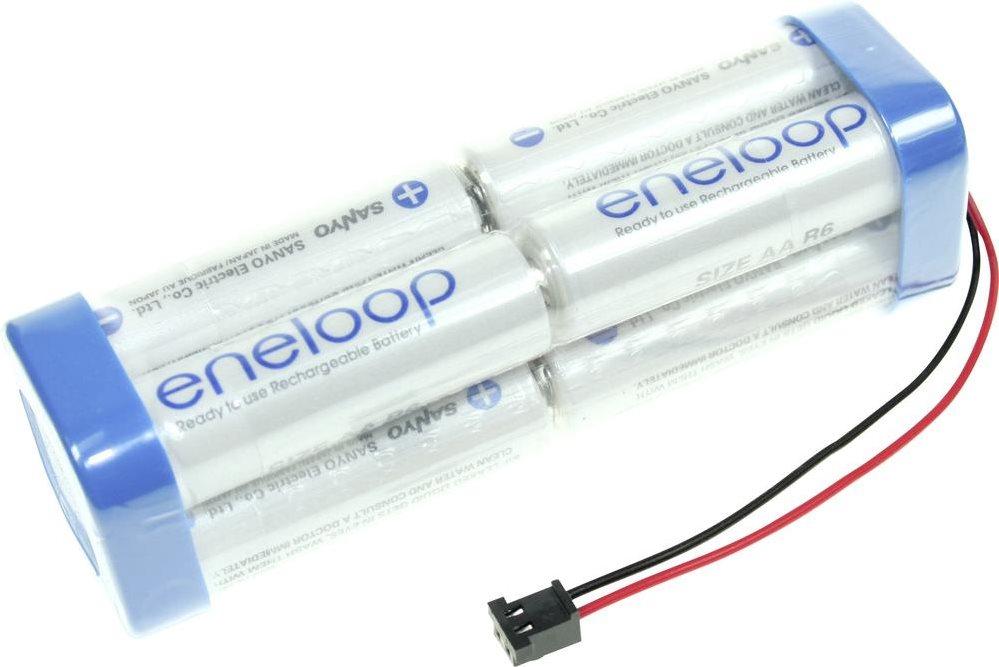 PACCHIA PANASONIC BATTERIA 8 MIGNON (AA) Cavo, Connettore NIMH ENELOOP DOPPI CUBI F2X2X2 Graupner 9,6 V 1900 mAh (124008)