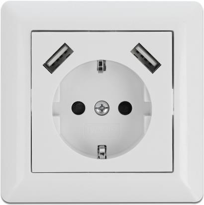 Delock presa integrata con 2 porte di ricarica USB di tipo A da 28 A