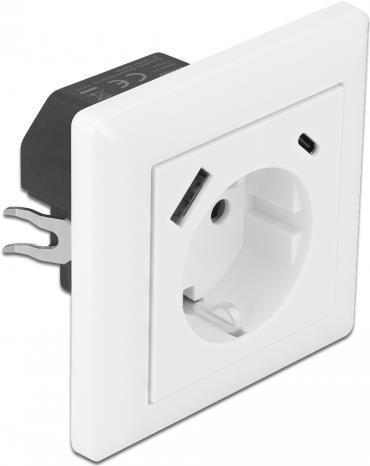 Delock presa integrata con 2 porte di ricarica USB da 34 A 1 x USB di tipo A e 1 x USB di tipo C