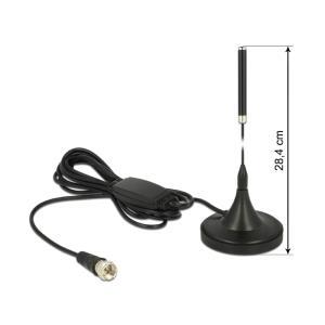 Delock Antenna DAB spina F 21 dBi attiva fissa omnidirezionale con supporto magnetico RG-174 2 m nero
