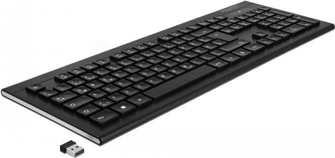 Delock Tastiera USB 2,4 GHz wireless nera con design "Water-Drop".