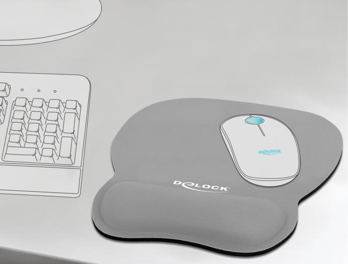 DeLOCK 12698 tappetino per mouse Grigio (DeLOCK Mouse Mat with Support 245x206mm - Grey)