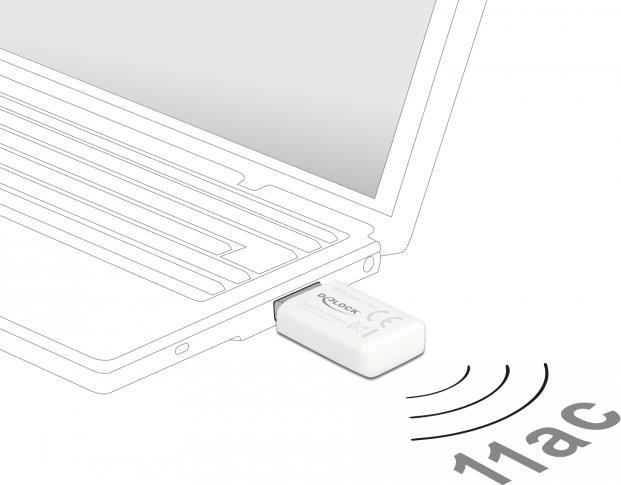Delock USB 3.0 Dual Band WLAN ac/a/b/g/n Micro Stick 867 300 Mbps bianco