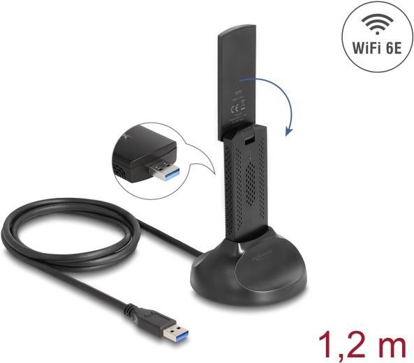 Delock Adattatore USB WLAN Wi-Fi 6E dual-band AX3000 (2 x 1201 + 574 Mbps)