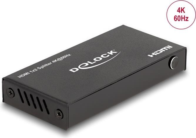 Delock Splitter HDMI da 1 ingresso HDMI a 2 uscite HDMI 4K 60 Hz con downscaler