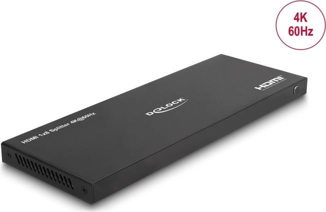 Delock Splitter HDMI da 1 ingresso HDMI a 8 uscite HDMI 4K 60 Hz con downscaler